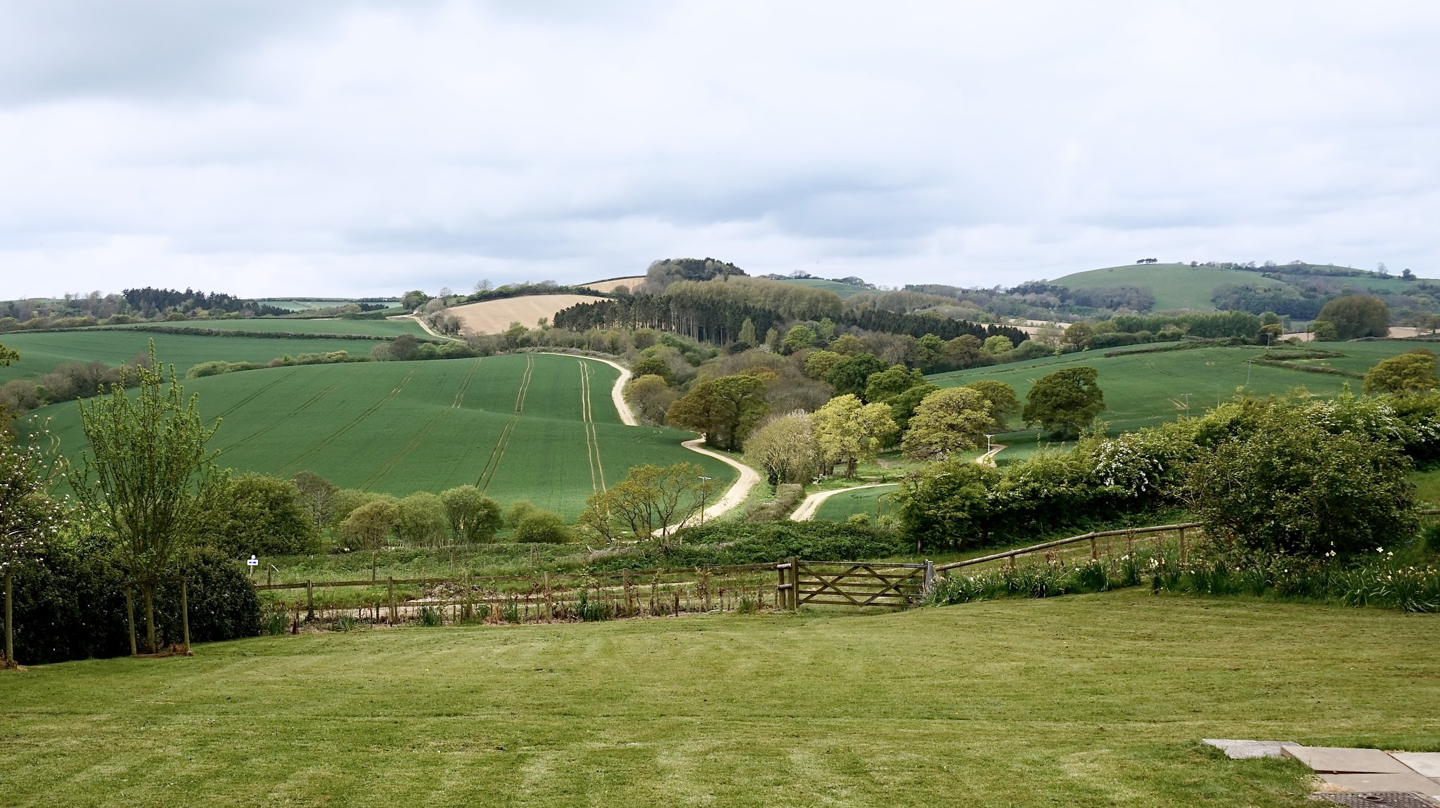 large garden overlooking miles of green fields